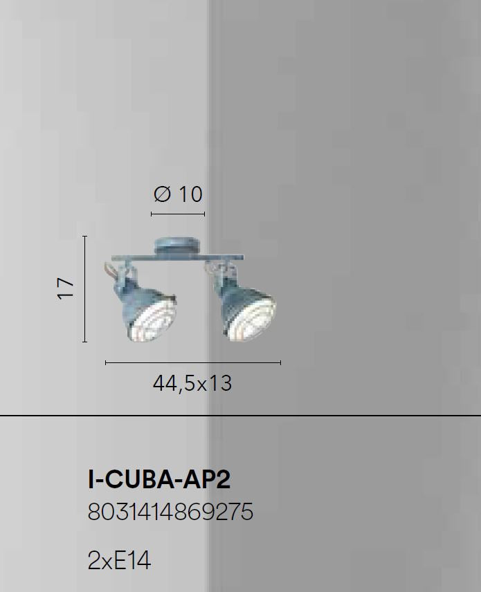 Applique 2 luci metallo grigio pietra interno bianco lucido spot orientabile 2XE14 non incl. CUBA Applique 2 luci metallo grigio pietra interno bianco lucido spot orientabile 2XE14 non incl. CUBA